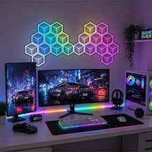 Maison Luré Akıllı Altıgen LED Duvar Paneli, Müzik ve Uygulama Kontrollü Masa ve Gece Lambası