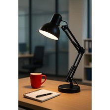 Maison Luré Ayarlanabilir Metal Çalışma Masası Lambası, Siyah Masa ve Gece Lambası