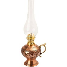 Maison Luré El Işlemeli Osmanlı Bakır Gaz Lambası, Dekoratif ve Şık Tasarım Masa ve Gece Lambası