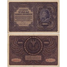 Banknoting Polonya 1000 Marek 1919 Büyük Boy. Çok Çok Temiz Kondisyon.