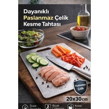 Empressco Paslanmaz Çelik Metal Tezgah Koruyucu Kesme Çelik Tahtası Hamur Açma Tezgahı 20X30 cm