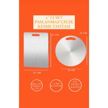 Empressco 2’ Li Set Paslanmaz Çelik Kesme Tahtası (25X25-20X30 Cm) 2 Adet Üst Düzey Kalite