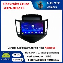 Conio Chevrolet Cruze 2009-2012 Yıl Uyumlu 9 Inç uyumlu 4GB Ram 32GB Rom Hafıza Android Kablosuz Carplay Navigasyon Multimedya Ekran Hediye görüş kamerası Hediye Çerçevesi 4+32