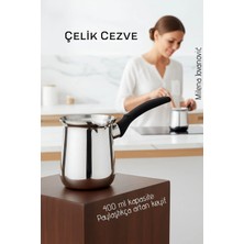 Empressco Çelik Cezve 400 ml - Süt ve Kahve Cezvesi 722588