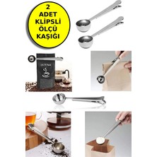Empressco 2 Adet Mandallı Kahve Ölçü Kaşığı Gümüş Renk Çok Fonksiyonlu Paslanmaz Çelik Kaşık