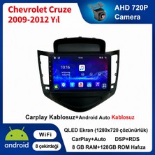 Conio Chevrolet Cruze 2009-2012 Yıl Uyumlu 8GB Ram 128GB Rom Hafıza Android Kablosuz Carplay Navigasyon Multimedya 9 Inç Ekran Hediye Görüş Kamerası Hediye Çerçevesi