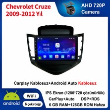 Conio Chevrolet Cruze 2009-2012 Yıl Uyumlu 6GB Ram 128GB Rom Hafıza Android Kablosuz Carplay Navigasyon Multimedya 9 Inç Ekran Hediye Görüş Kamerası Hediye Çerçevesi