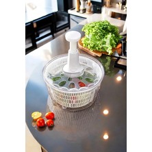 Empressco Üstten Basmalı Manuel Sebze Salata Kurutucu|pratik Çıkarılabilir Süzgeçli Sebze Büyük Boy Kurutmatik