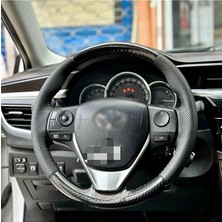 Stilix Garage Toyota Corolla 2015-2018 Araca Özel Direksiyon Dikmeli Direksiyon Kılıfı (5d Kristal Karbon)