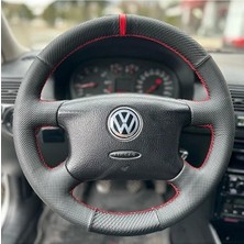 Stilix Garage Volkswagen Golf 4 Araca Uyumlu Direksiyon Kılıfı (Noktalı Karbon Yüzüklü )