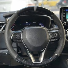 Stilix Garage Toyota Corolla 2020-2025 Araca Özel Direksiyon Kılıfı 5d Kristal Karbon Nokta Yüzüklü