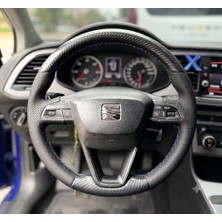 Stilix Garage Seat Leon Style Araca Özel Direksiyon Kılıfı Soft Nokta 5d Kristal Mavi Ipli