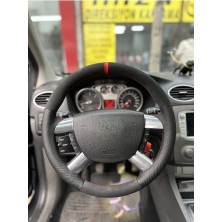 Stilix Garage Ford Focus 2.5 Araca Özel Direksiyon Kılıfı (Derisi Sökülüp Yapılması Gerekiyor) Kırmızı Yüzüklü