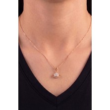 Söğütlü Silver 925 Ayar Gümüş Kolye Rose Zirkon Taşlı Evren Işıltısı Satürn Gezegen Kolye Uzay Temalı SGTL13406ROSE