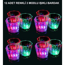İlk El Grup LED Işıklı Eğlence Bardakları - 3 Modlu Renk Değiştiren Bardak 12 Adet
