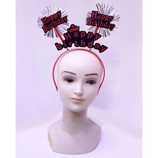 İlk El Grup Happy Birthday Yazılı Püsküllü Neon Kırmızı Renk Doğum Günü Tacı 22X19 cm