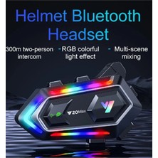 İlk El Grup Y20 Max Motosiklet Bluetooth 5.3 Kask Intercom 2 Kişi 300 Metre Eşleşme Özellikli