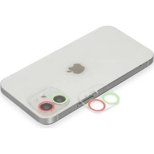 İlk El Grup Apple iPhone 12 Renkli Kamera Lens Koruma Cam - Yeşil-Pembe