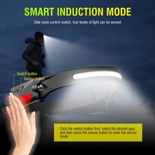 İlk El Grup PS-001 5 Aydınlatma Modlu Cob LED Sensörlü USB Şarj Edilebilir Dahili Pilli Kafa Lambası