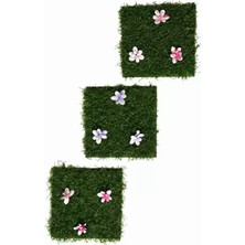 Çiçek Desenli Yapay Çim Gider Kapağı - 96X5 cm - Doğal Görünüm Midastech