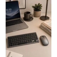 Bluetooth ve 2.4g Destekli Kablosuz Klavye Mouse Seti Şarj Edilebilir Midastech
