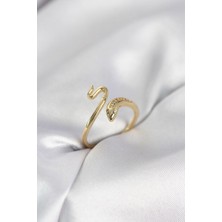 Gold Renk Yılan Model Zirkon Taşlı Kadın Yüzük