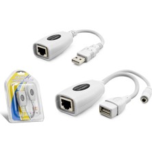 USB RJ45 Kablolu Uzatıcı Seti 60 M - Beyaz HDX5064 Midastech