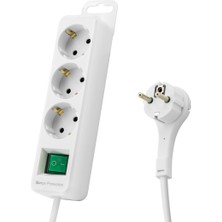MidasTech Akım Korumalı Uzatma Kablosu 3 Priz Anahtarlı 306 Joule 3g1.0mm Tam Bakır 1.5m - Beyaz SPGF03 Mi