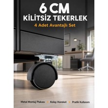Masa ve Koltuk Için Kilitsiz Tekerlek Seti 6 cm Midastech