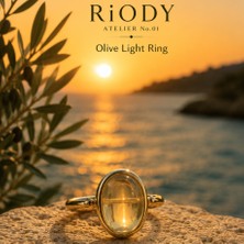 Riody Atelier No.01 Olive Light Ring | El Işçiliği Doğal Taş Gold Kadın Yüzük