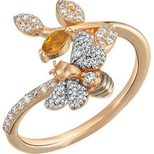 Bee Goddess Honeycomb Pırlanta Kadın Altın Yüzük