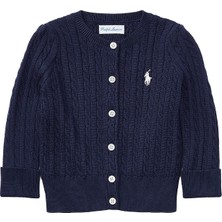 Polo Ralph Lauren Koyu Lacivert Saç Örgülü Kız Bebek Triko Hırka