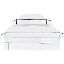 Valeron Mono Lacivert Işlemeli Saten King Size Nevresim Takımı 240 x 220 cm