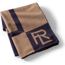 Ralph Lauren Camel Lacivert Logo Detaylı Battaniye