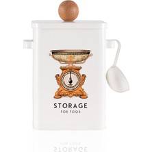 The Mia Storage Desenli Beyaz Metal Mutfak Saklama Kabı