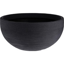 Via Gardenia Siyah Plastik Nervürlü Saksı  58 x 27 cm