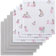 Deux Lapins %100 Bebe Lapin Rose & Cotton Grey 10'lu Müslin Bebek Ağız Bezi Paketi
