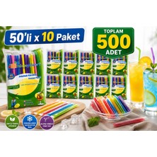 Mçb Group Jelatinli Körüklü Frozen Renkli Pipet 500 Adet Tek Tek Paketli Karışık Renk