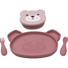Tumtum Betsy Bear Pembe 5'li Silikon Vakumlu Yemek Seti
