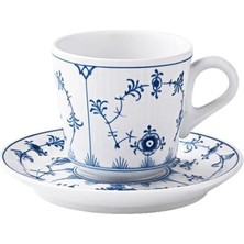 Royal Copenhagen Blue Fluted Plain Porselen Kahve Fincanı ve Tabağı
