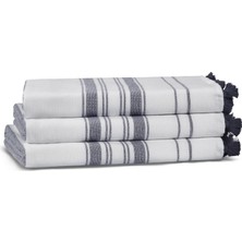 L’appartement One Side Striped Aerospin® White Navy Yüz Havlusu 50 x 90 cm
