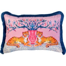 Ge Living Kaplan Desenli Pembe Kadife Dekoratif Kırlent Kılıfı 40 x 60 cm