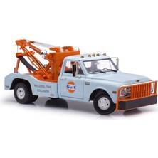 1:18 1969 Greenlight Chevrolet C-30 Dually Wrecker Gulf Oil Model Araba