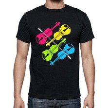 Herşey Nota Renkli Keman Unisex Tshirt