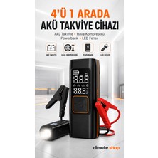 Dimute Shop Inflamo Taşınabilir Akü Takviye Cihazı (Jump Starter) Powerbank ve Kablosuz Hava Kompresörü 3’ü 1 Arada