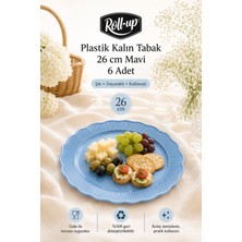 Roll-Up Plastik Kalın Tabak Büyük 26 cm Mavi 6 Adet