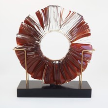 Esra Balcı Glassic Serisi El Yapımı Füzyon Cam Disk Heykel | Kahve Şeffaf, 24CM