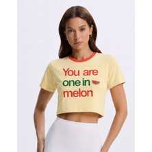 Organickid Watermelon Kadın Krem Crop T-Shirt