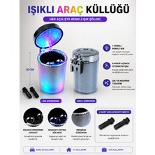 7 Renkli Rgb LED Işıklı Lüx Oto Küllük Kapaklı Spor Araç Içi Küllük Araba Küllüğü