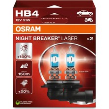 Osram Osram Next Generation HB4 Night Breaker Laser +%150 12V 51W 2'Li Ampül Set